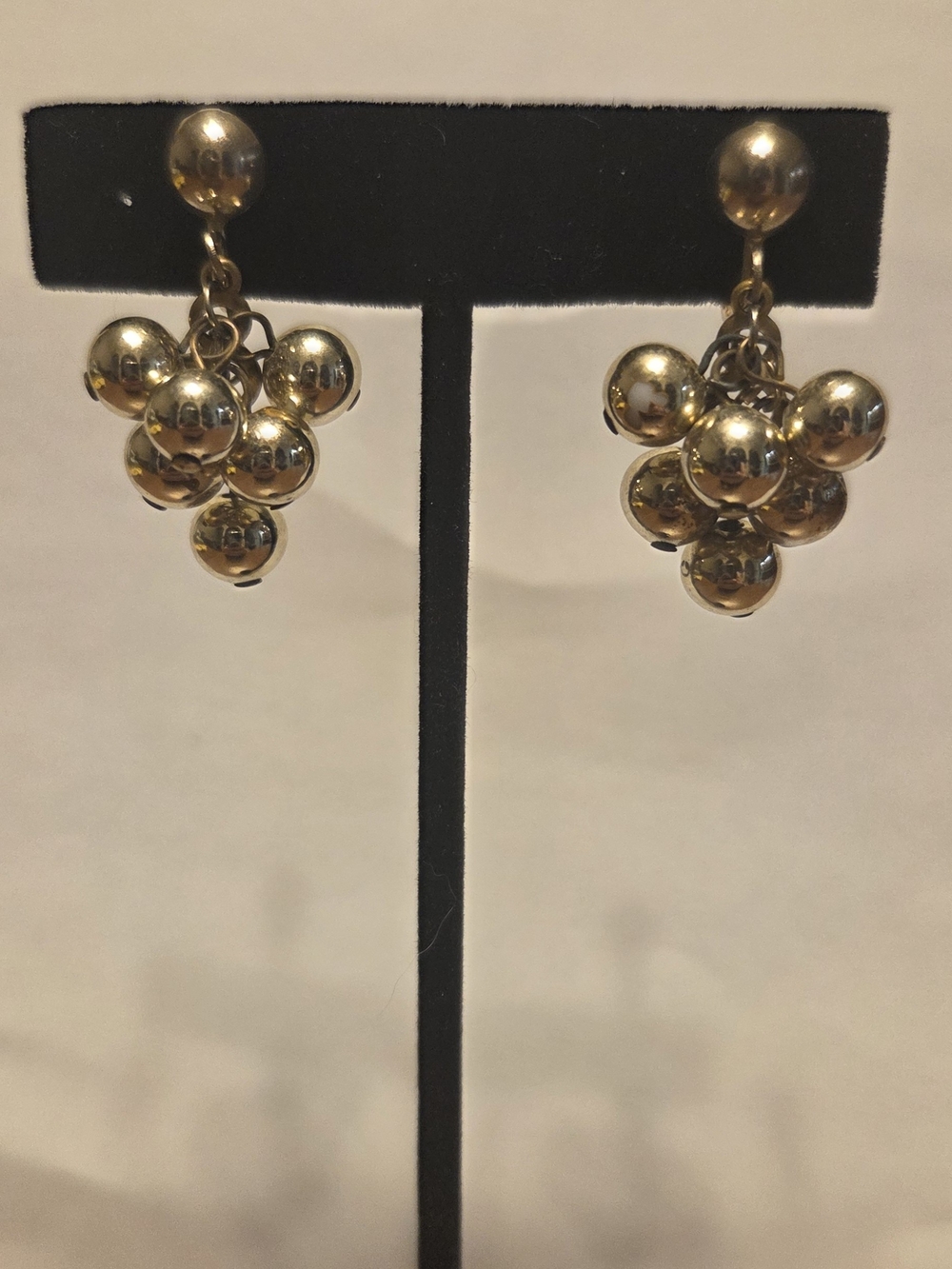 Vintage Gold Cluster Dangle Screw Back Earrings